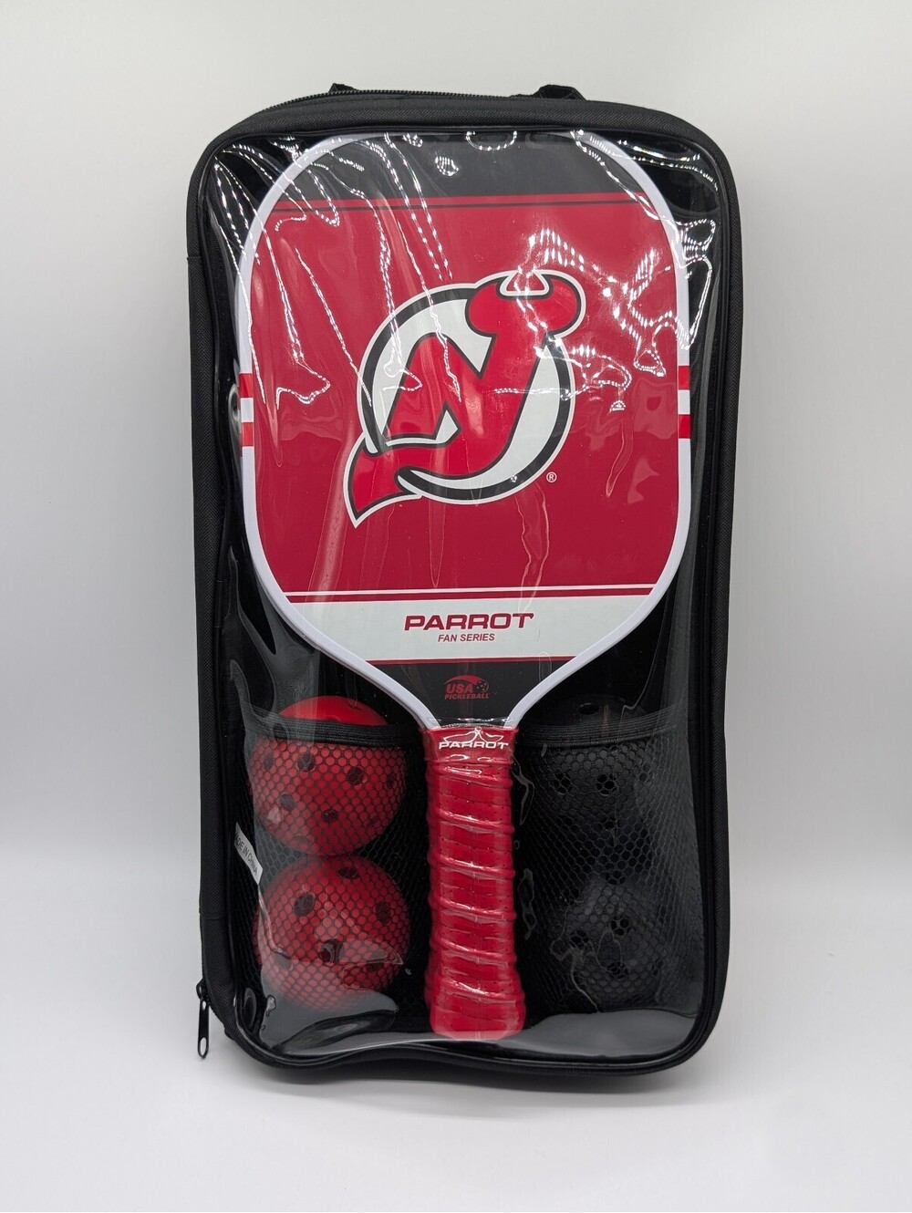 Parrot Paddle New Jersey Devils Pickleball Paddle USAPA Approved + 4 Balls